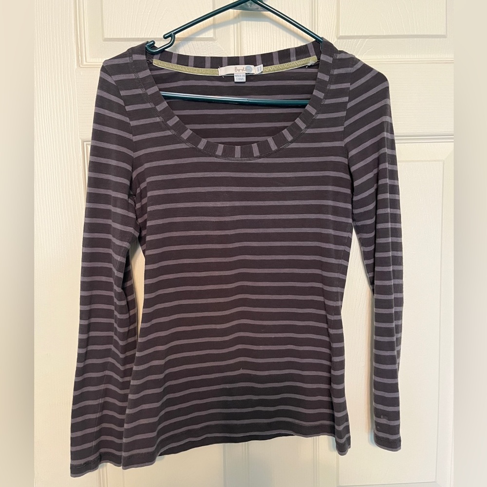 Boden grey striped long sleeve shirt